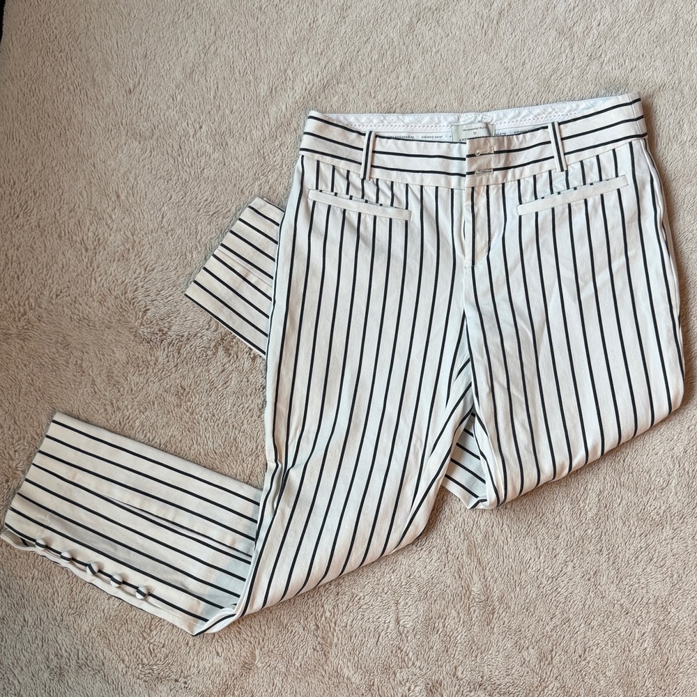 Anthropologie The Essential Striped Slim Trousers - Picture 3 of 7